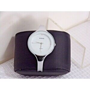 Kimo Bracelet Silver tone Women's Wrist Watch 5" Snap Closure Elegant Design